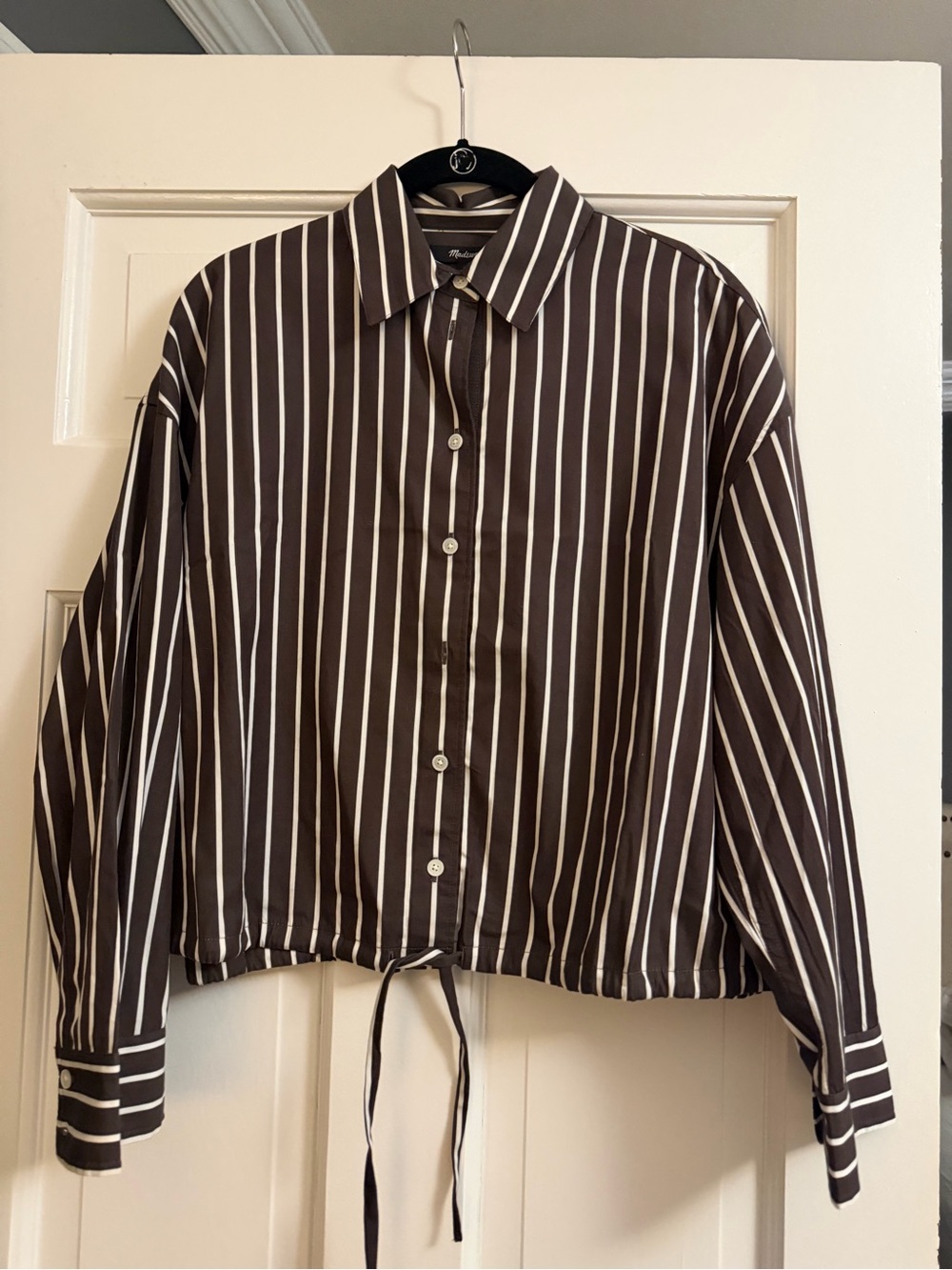 Madewell striped cropped blouse
